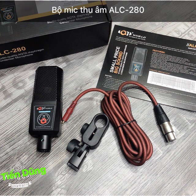 Bộ mic thu âm Aqta ALC280 và sound card SC M1 cùng dây livestream MA2 chân màng- Trọn bộ mic livestream đầy đủ