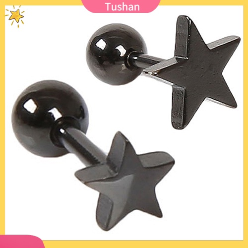1 Cặp Bông Tai Hợp Kim Họa Tiết Ngôi Sao Năm Cánh Cho Nam Và Nữ