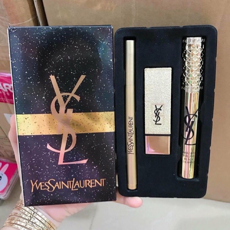 [Mã SFP62769661 giảm 5% đơn 250K] Bộ mỹ phẩm 3 in 1 YSL gồm 1son môi + 1mascara + chì kẻ mắt nước