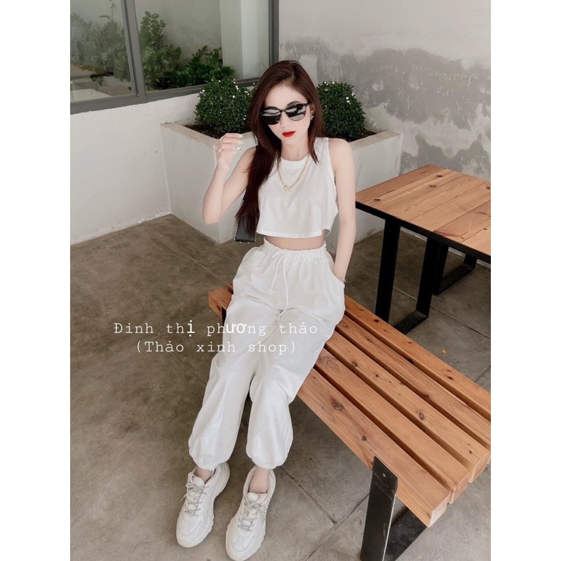 Set Bộ Croptop Trắng Thụng So Cool