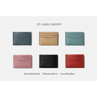 Ví leonardo Card Chuffy thiết kế ngang, Card Chuffy chất liệu da crossgrain nhập khẩu nhỏ gọn WCCF