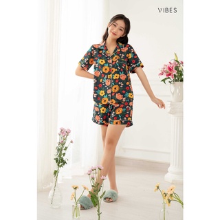 [O] VIBES Đồ bộ Pijama ngắn Haley Navy Py Set