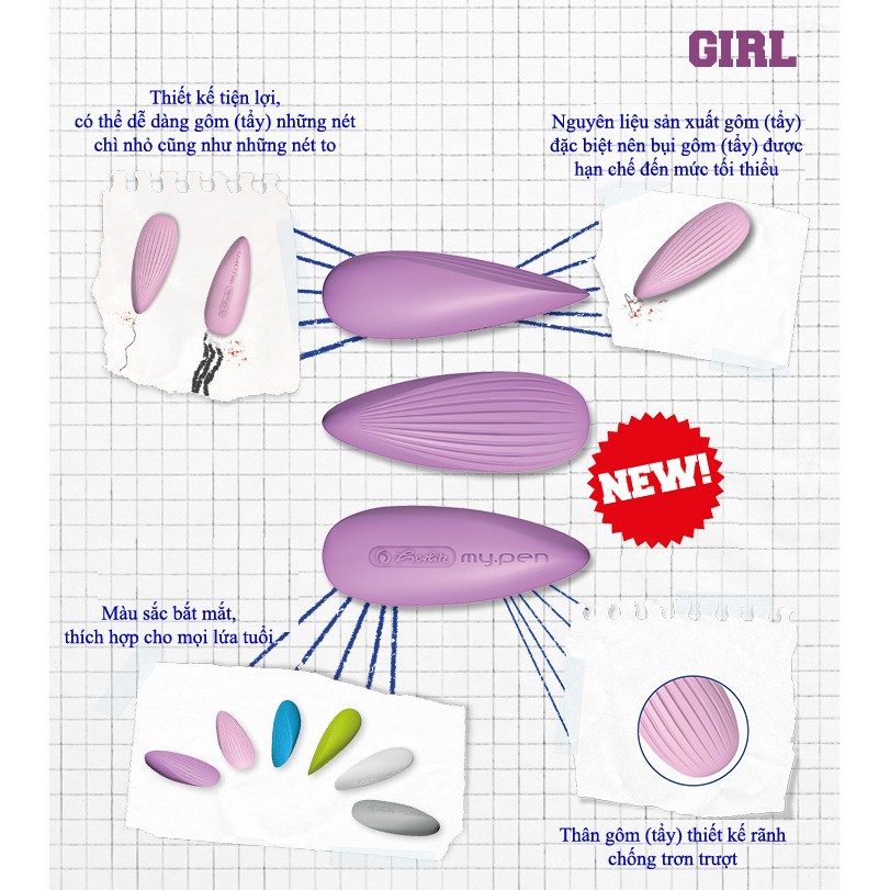 Gôm chì mypen Herlitz không bụi