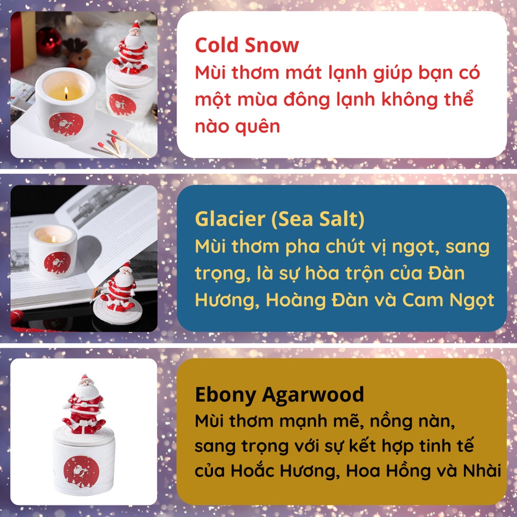 Nến Thơm Phòng Noel Candle Cup Sáp Thơm Tinh Dầu Thiên Nhiên Không Khói Christmas NEN20