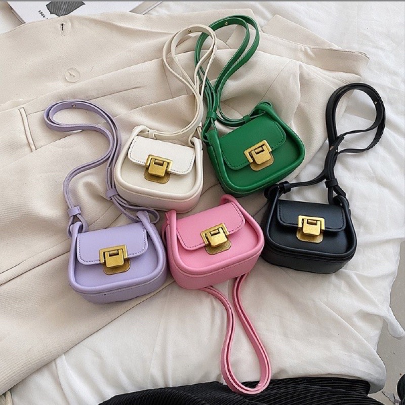 Túi Xách Nữ Mini Đeo Chéo, Túi Nữ Khoá Gập Size 12cm