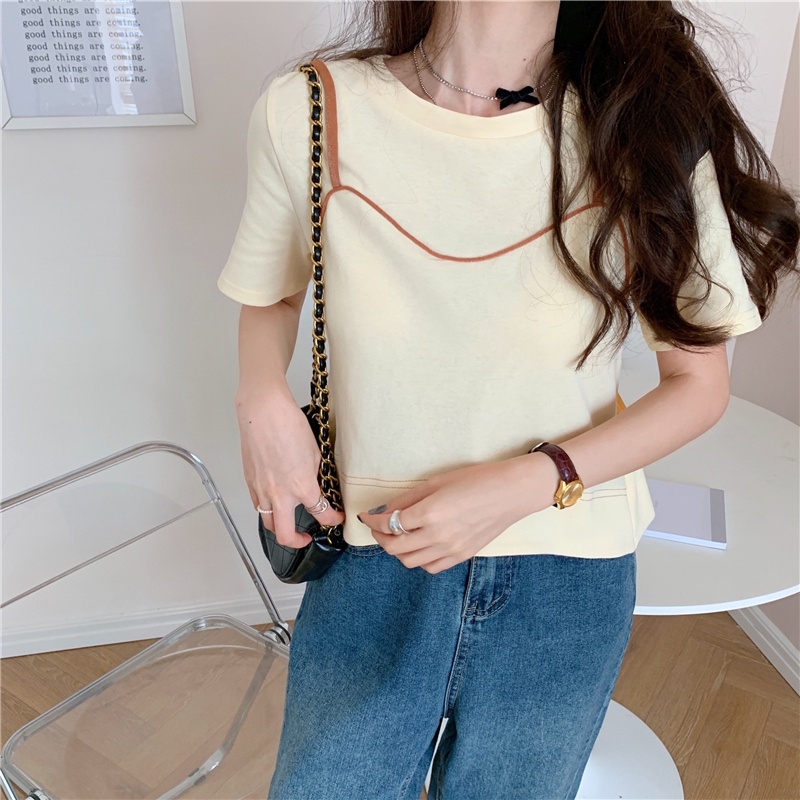 Áo thun tay ngắn dáng rộng màu sắc đơn giản dành cho nữ