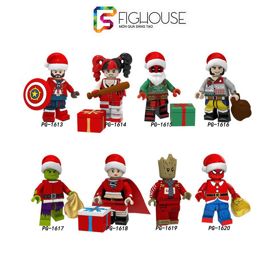 Xếp Hình Minifigures Các Nhân Vật DC Và Marvel Với Trang Phục Giáng Sinh - Đồ Chơi Lắp Ráp non-lego PG8185 [B4]