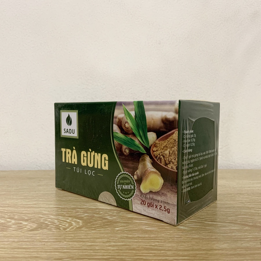 Trà gừng SADU - Hỗ trợ giảm ho do lạnh, làm ấm cơ thê - Hộp 20 gói