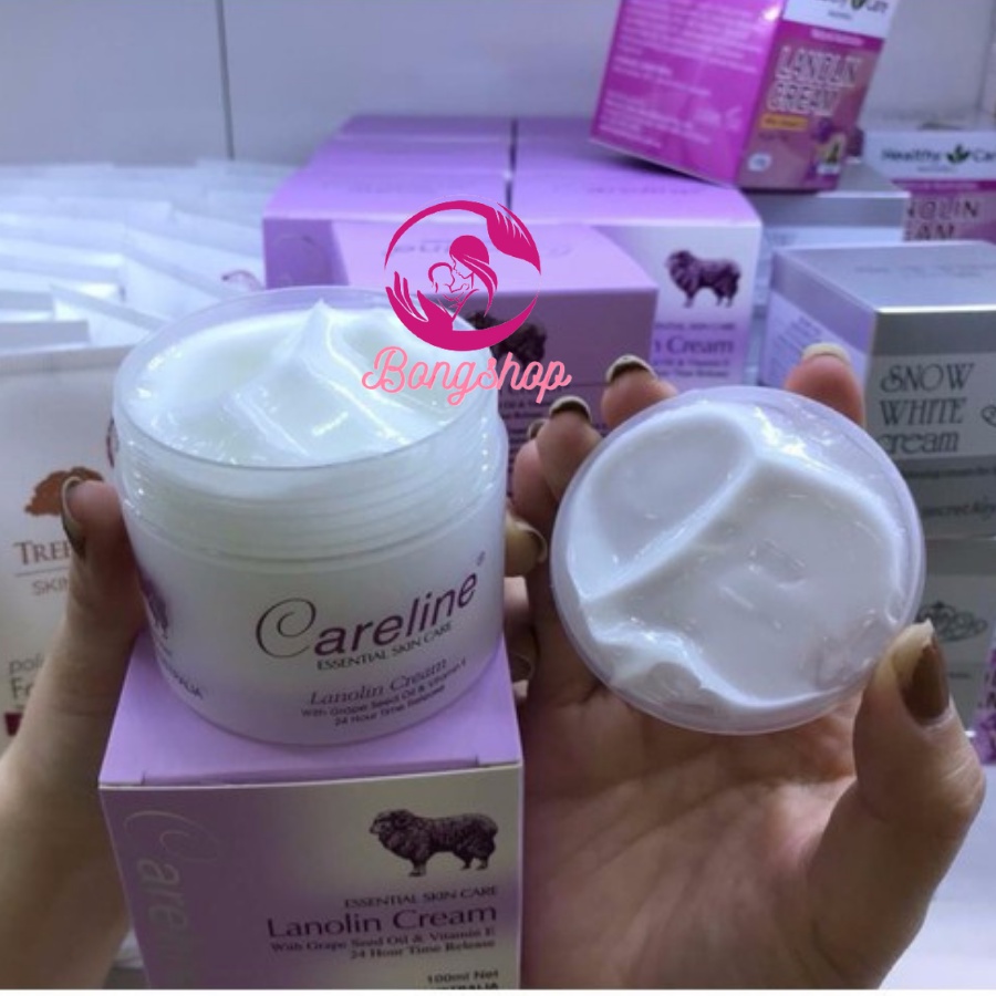 Kem mỡ cừu (tím)/nhau thai cừu (cam) Careline Lanolin/Placenta Cream, Úc (100ml)