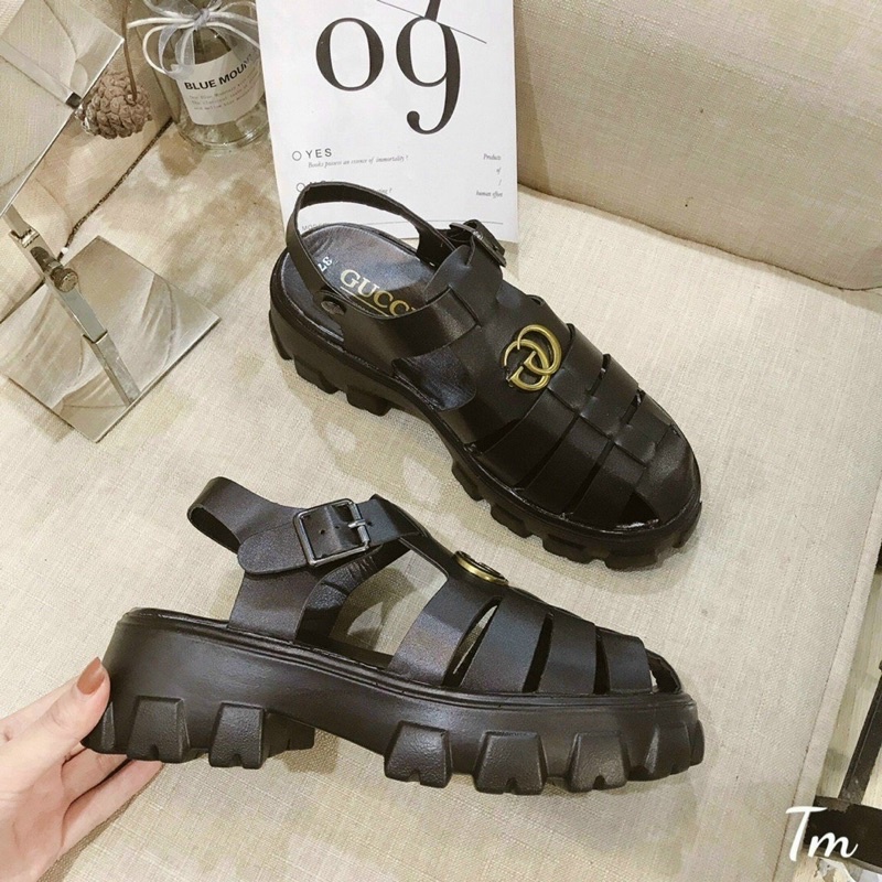 Giày sandal rọ Gu Chi da mềm đế thô răng cưa chống chơn trượt