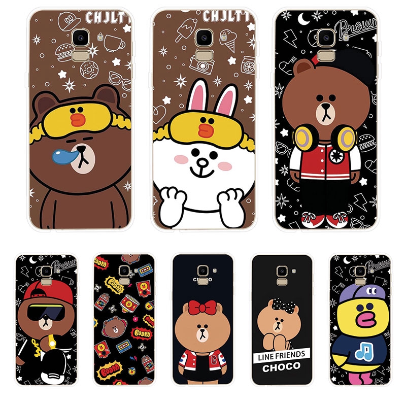 Ốp Lưng Samsung Galaxy J2 Pro J4 J4+ J6 J6+ Plus J8 2018 TPU mềm Case gấu nâu Two