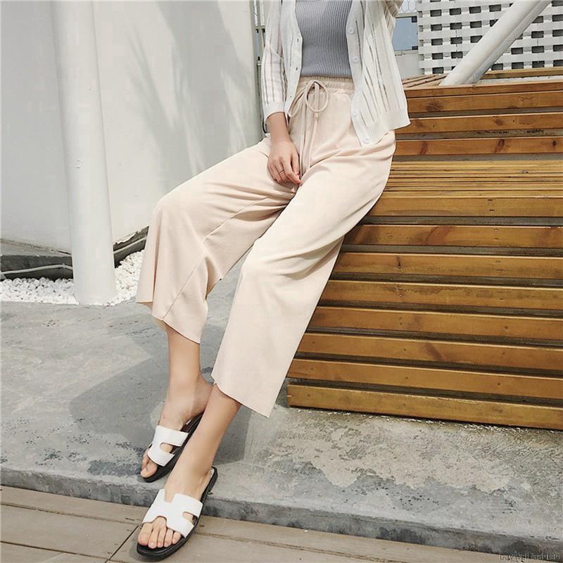 [Baywellfashion]Quần ống rộng lưng cao co dãn cho nữ | BigBuy360 - bigbuy360.vn