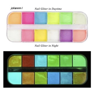Khay 12 Màu Bột Dạ Quang Mini Trang Trí Nail - Trường Thịnh Epoxy