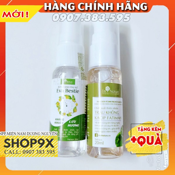 (Mini) Bộ Dung Dịch Vệ Sinh Phụ Nữ Trầu Không I'm Nature & Xịt Khử Mùi Vùng Kín Eva Bestie