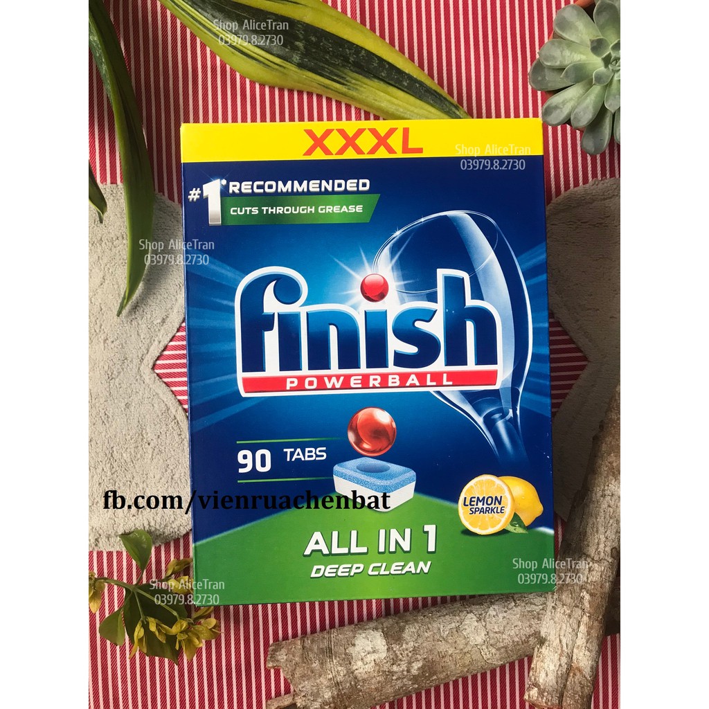 Viên rửa chén bát Finish ALL IN 1 120V - Finish Powerball All In One Dishwasher Tablets 120 pac