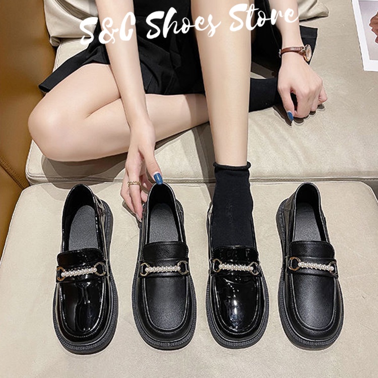 Giày Cao 2CM Mary Jane Bằng Da PU Màu Đen Thời Trang Cao 2022