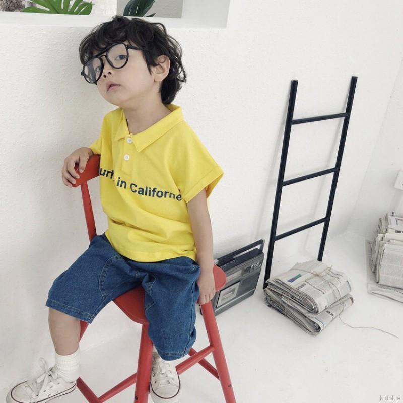 Bộ Áo Ba Lỗ In Chữ Và Quần Đùi Denim Dành Cho Bé Trai