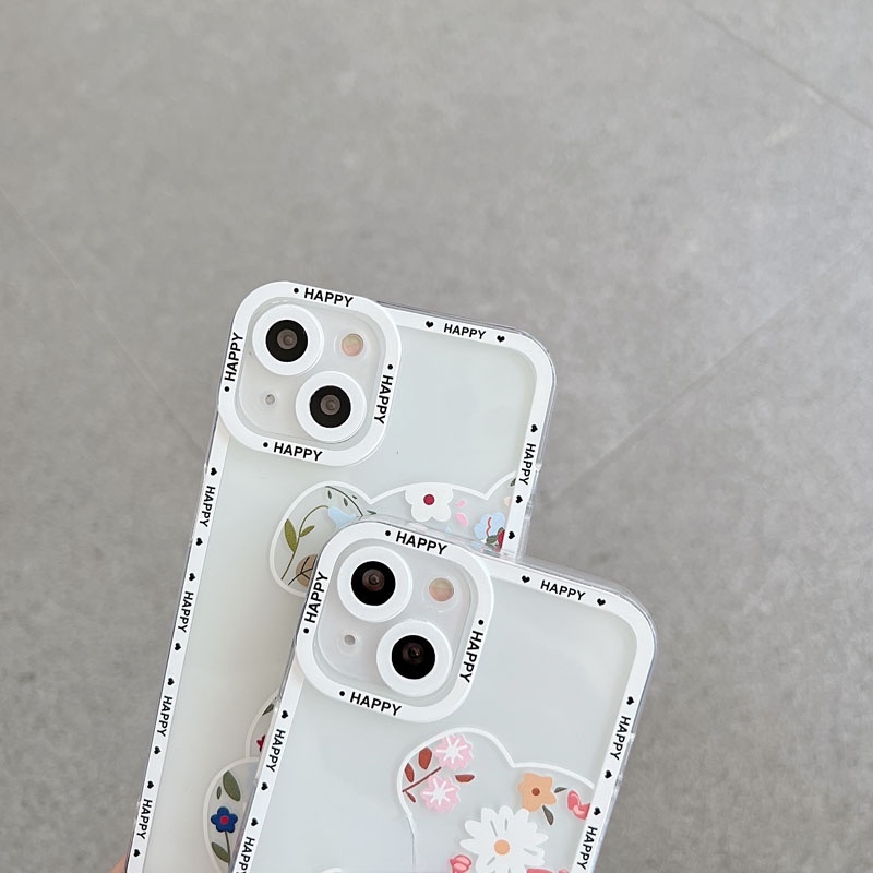 Ốp Điện Thoại TPU Silicon Mềm Chống Sốc Chống Bụi Họa Tiết Hoa Mắt Gấu Cho iPhone11 12 Pro Max 6 6S 7 8 Plus X XS XR XSMAX