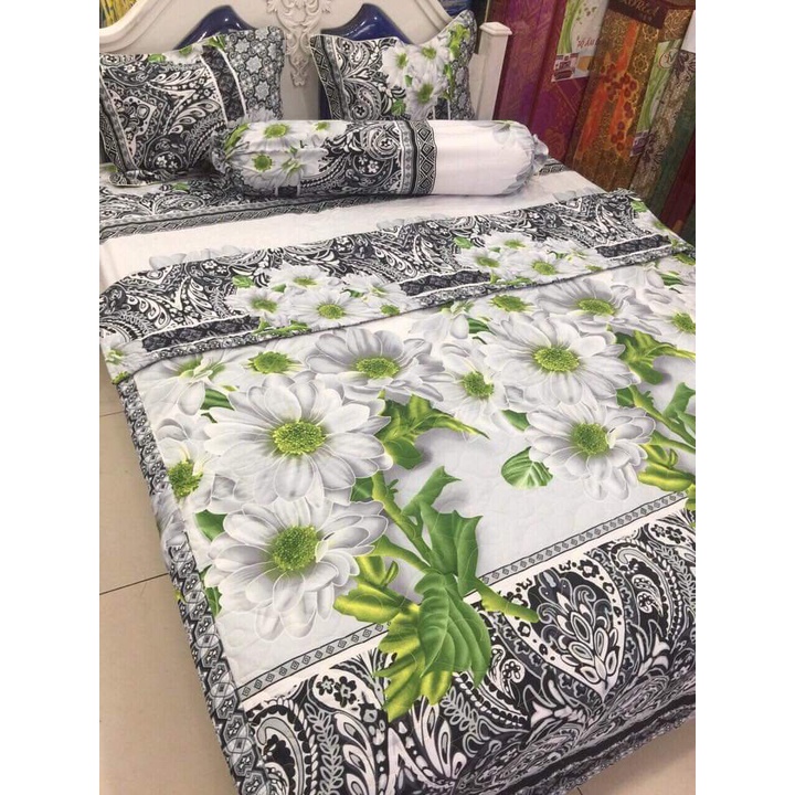 Bộ Ga gối 1mx2m1 ga 2 vỏ gốiCotton Poly,có chọn mẫu,mẫu hoa trắng