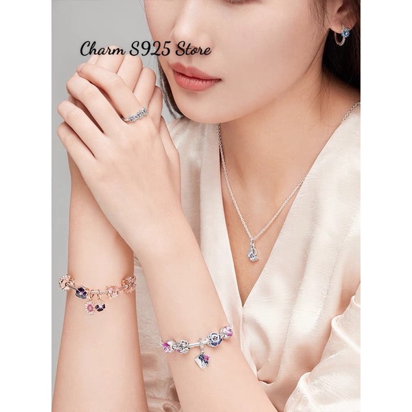 CHARM PAN ALE HOA PANSY MÀU TÍM BẠC S925 CAO CẤP
