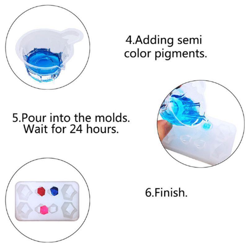 Khuôn Nhựa Resin 3 Mặt Trong Suốt Làm Trang Sức Thủ Công Diy 1: 1