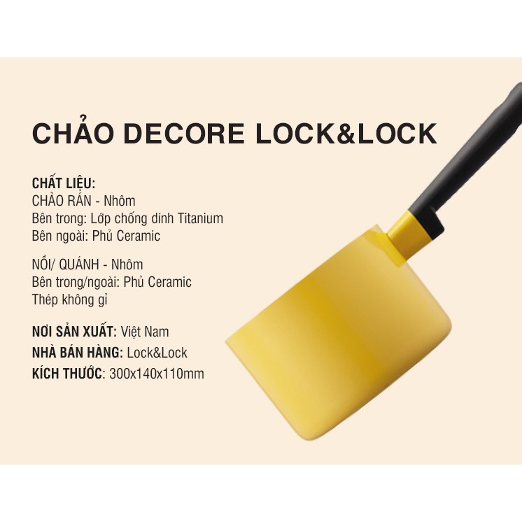 [Made in Vietnam] Nồi Sữa Lock&amp;Lock Decore Milk LDE1142 (14cm) - Màu Vàng - Hàng Chính Hãng