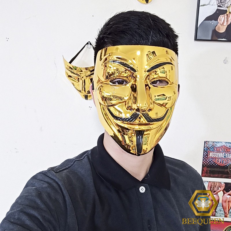 Mặt Nạ Hacker Vàng - Mặt Nạ Anonymous Hóa Trang