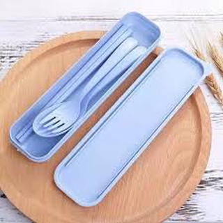 SET 2 Bộ thìa dĩa đũa 3 chi tiết bằng lúa mạch 1601