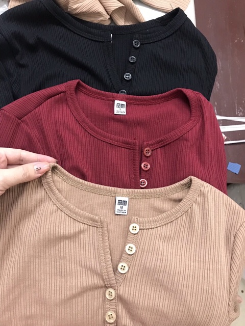 [FREE SHIP - ẢNH THẬT] Áo len tăm tay lỡ cổ tròn cúc | BigBuy360 - bigbuy360.vn