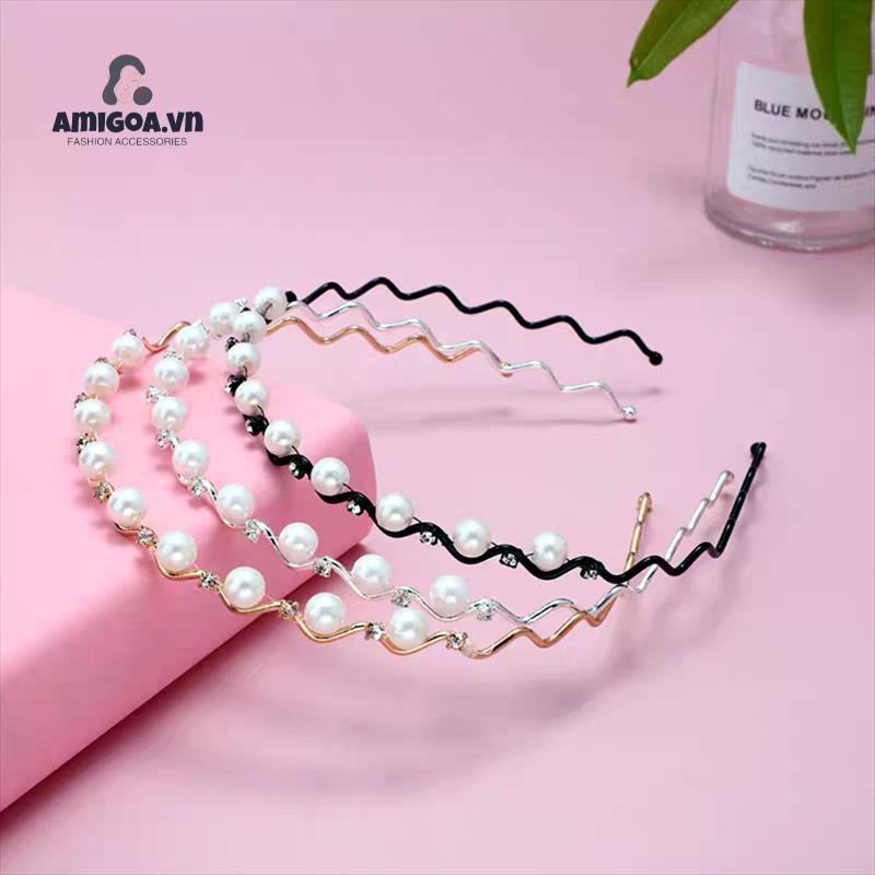 Băng Đô Đính Đá Ngọc Trai Nhân Tạo Thời Trang