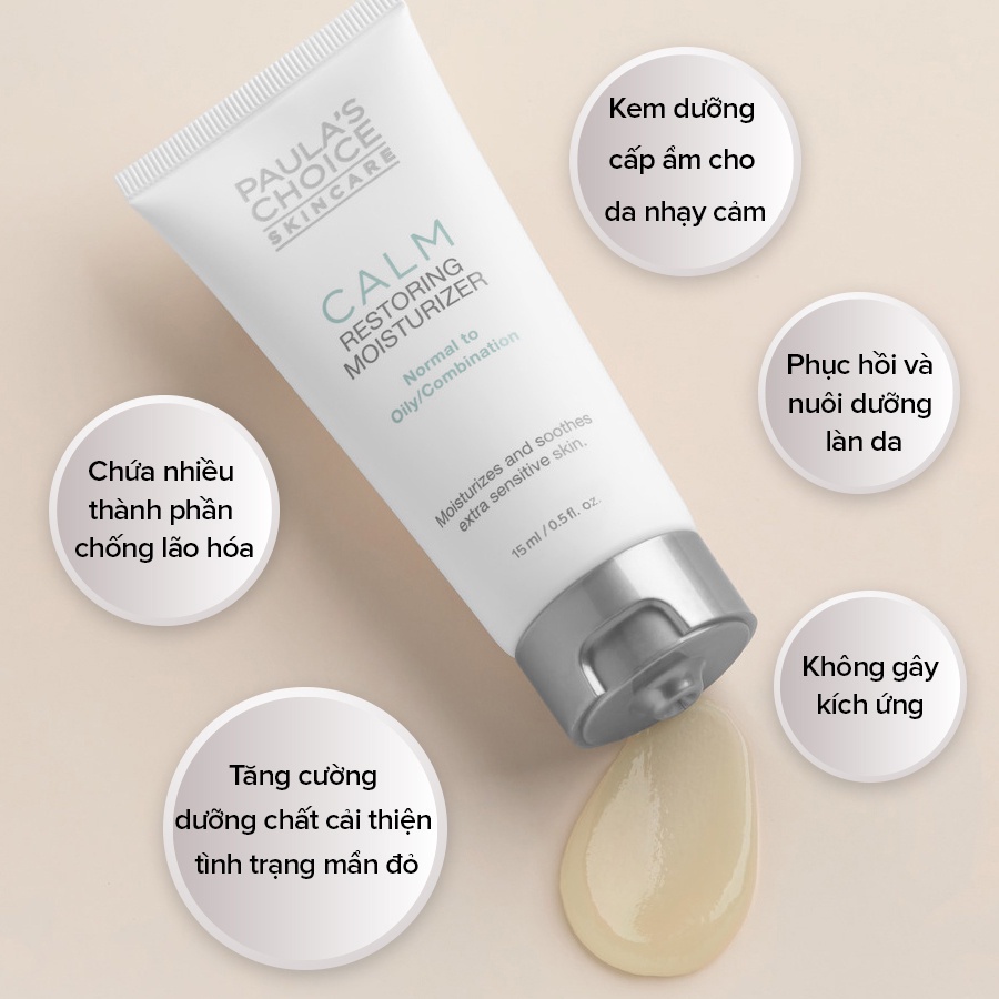 Kem dưỡng ẩm chống lão hóa, phục hồi da dầu nhạy cảm Paula’s Choice Calm Restoring Moisturizer 15ml 9187