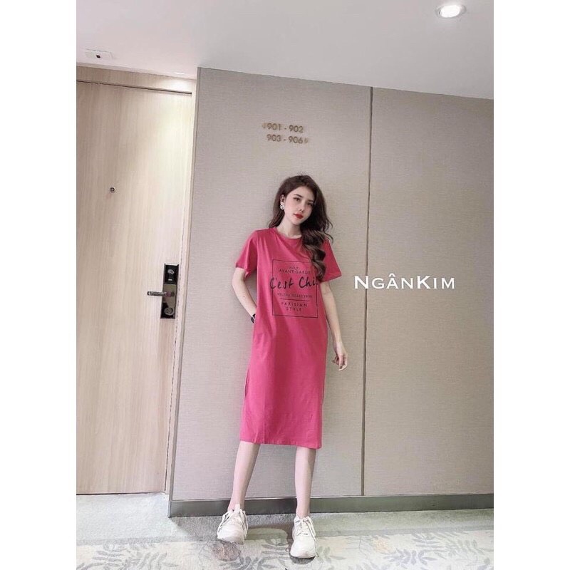 Đầm suông nữ in Cest chic . đầm form rộng