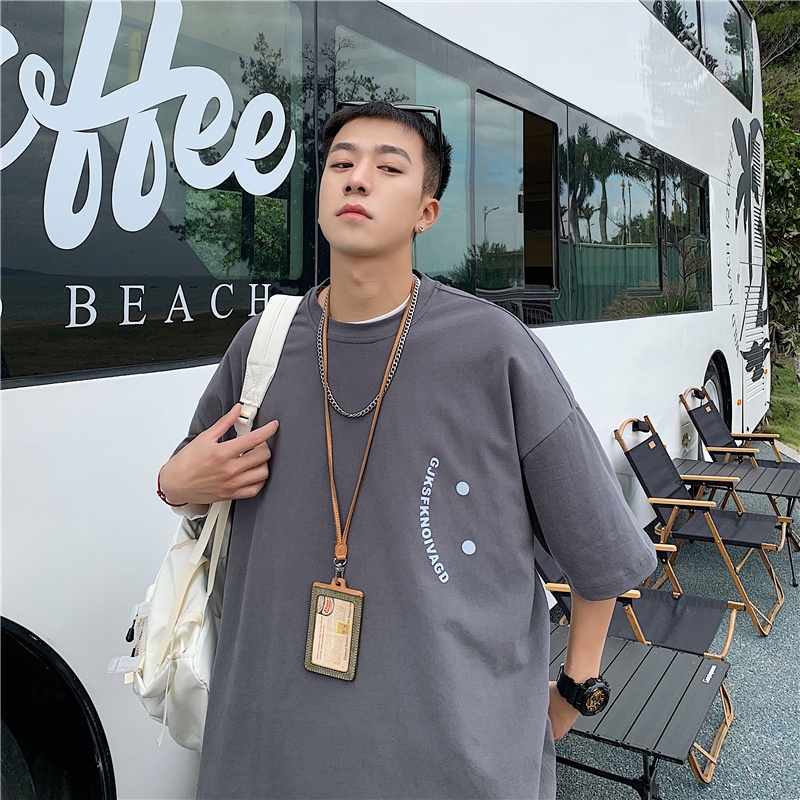Áo Thun Dáng Rộng Tay Nửa In Chữ Phong Cách Hong Kong Thời Trang Mùa Hè Dành Cho Nam 2022