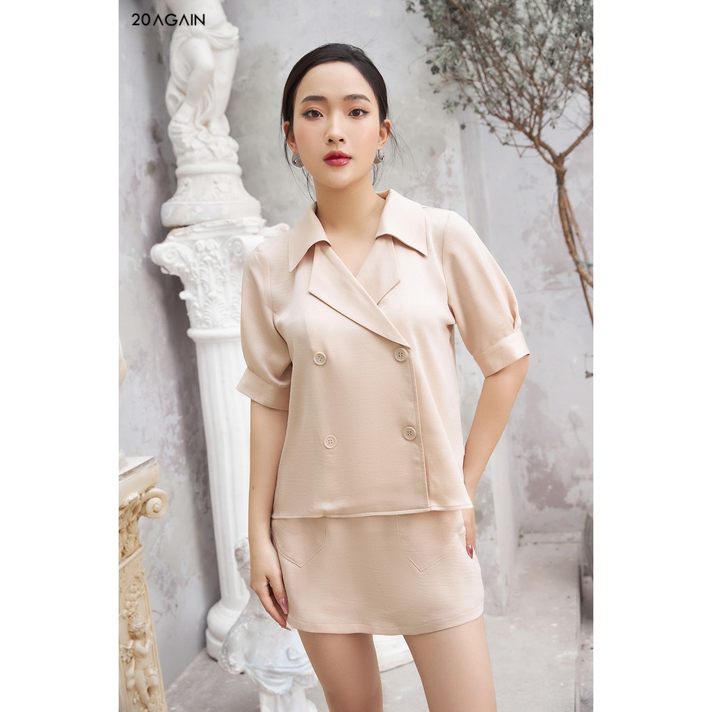 Áo sơ mi nữ công sở 2 hàng khuy 20 Again ASA1107 | BigBuy360 - bigbuy360.vn