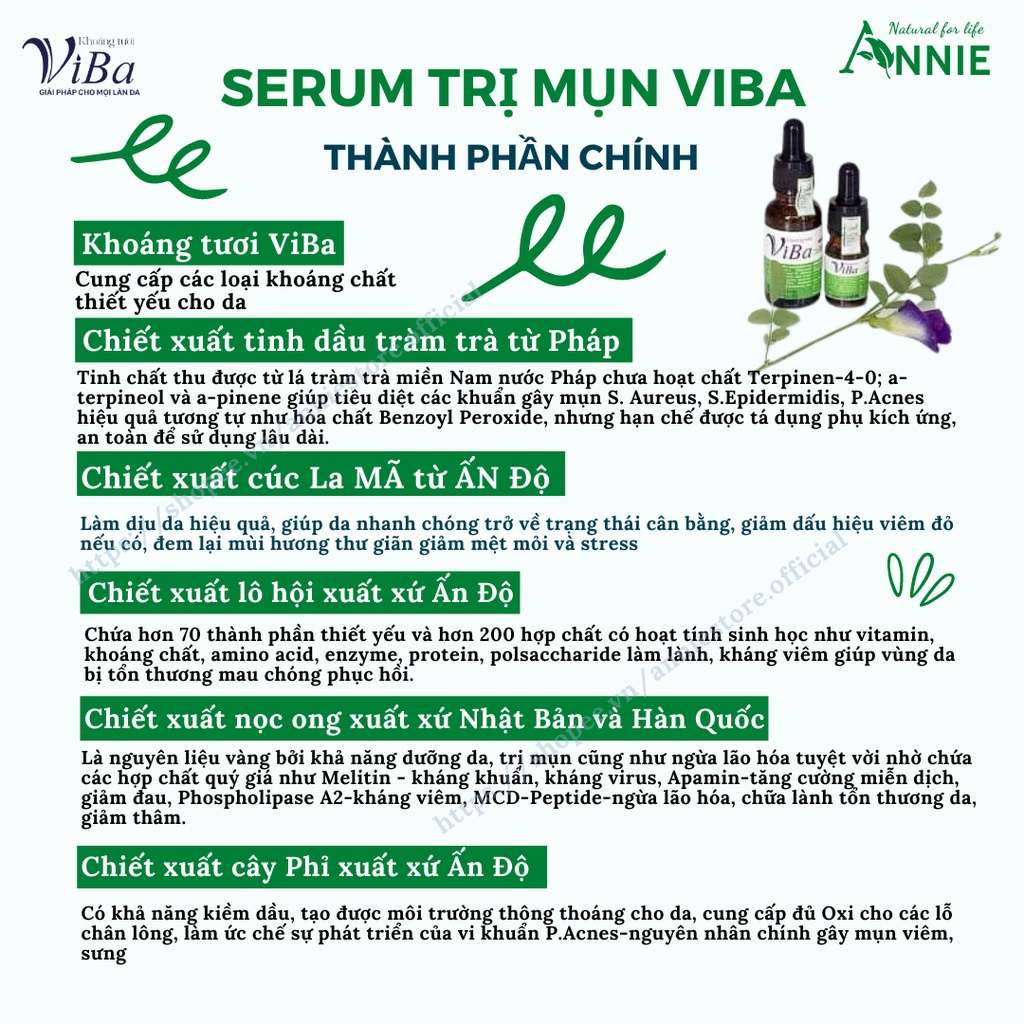 serum mụn viba - tinh chất tràm trà nọc ong ngừa mụn cải thiện tổn thương da.