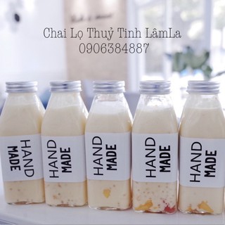 Chai Thuỷ Tinh Vuông Nắp Nhôm 350ml | Đựng Sữa Chua , Trà Sữa , Sữa Hạt Chia