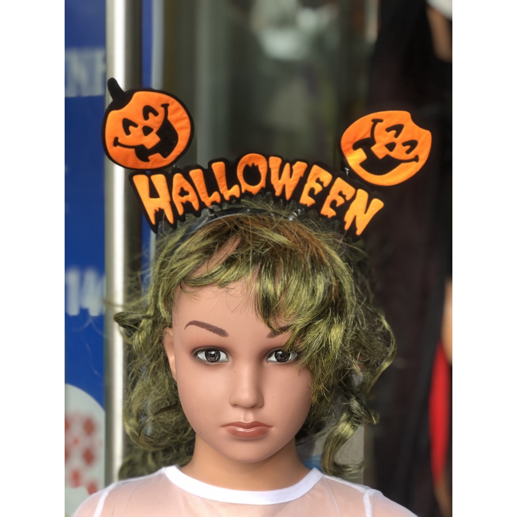 Bờm Halloween bí ngô và dơi cho bé hóa trang