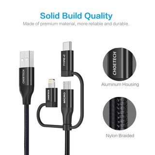 CHOETECH 3 in1 Cáp sạc Lightning / Type C / Micro USB Multi Cable cho Iphone