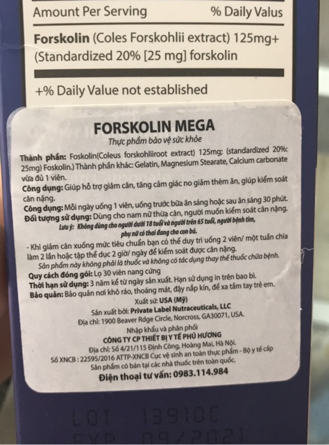 Viên giảm cân Forskolin Mega nhập khẩu Mỹ | BigBuy360 - bigbuy360.vn