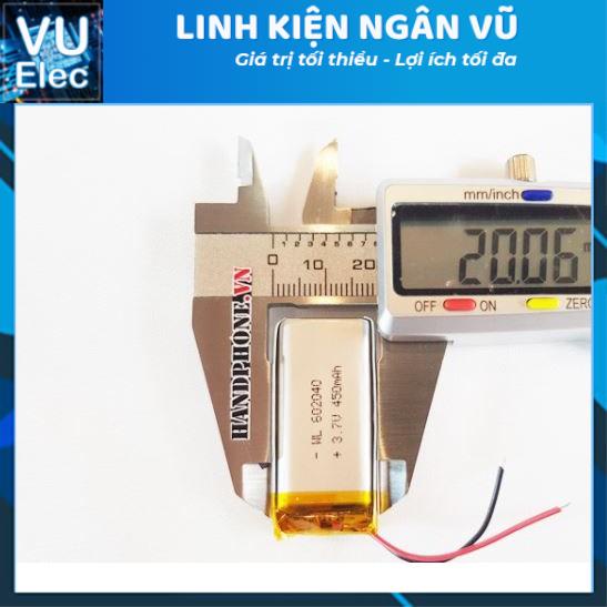 Pin Li-Po 3.7V 450mAh 602040 (Lithium Polymer) cho máy nội soi, định vị GPS, cân điện tử, máy ghi âm, camera hàng trình