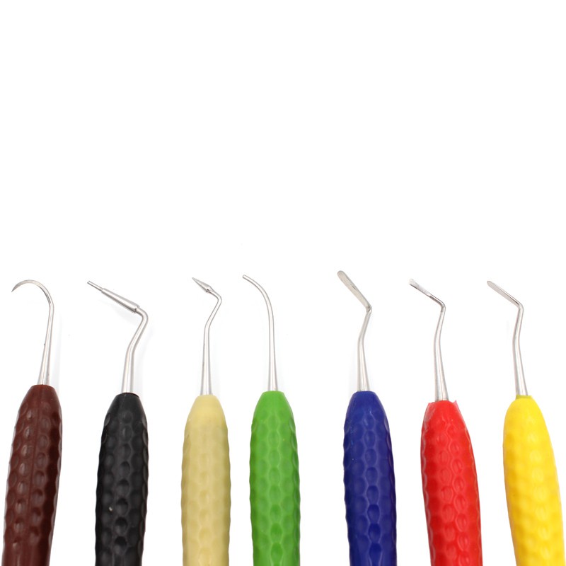 Bộ 7 Dụng Cụ Nha Khoa Bằng Nhựa Với Tay Cầm Silicone Tiện Dụng