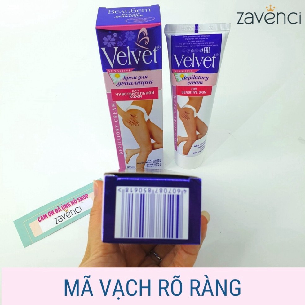 Kem tẩy lông❤️FREESHIP❤️ Kem tẩy lông Velvet Sensitive 100ml hàng chính hãng Nga dùng được tất cả các vùng da