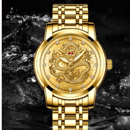 Đồng Hồ Nam ONTHEEDGE Mặt Rồng Nổi 3D Mắt Đính Đá Cao cấp Thạch Anh Sáng -chống thấm nước Dây Thép Không Gỉ  𝐃𝐇𝟒 | BigBuy360 - bigbuy360.vn