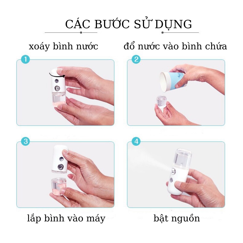 ✅ Máy Xông Mặt Phun Sương Cầm Tay Mini W-718B | Xông Tinh Dầu, Xịt Khoáng -VT0067