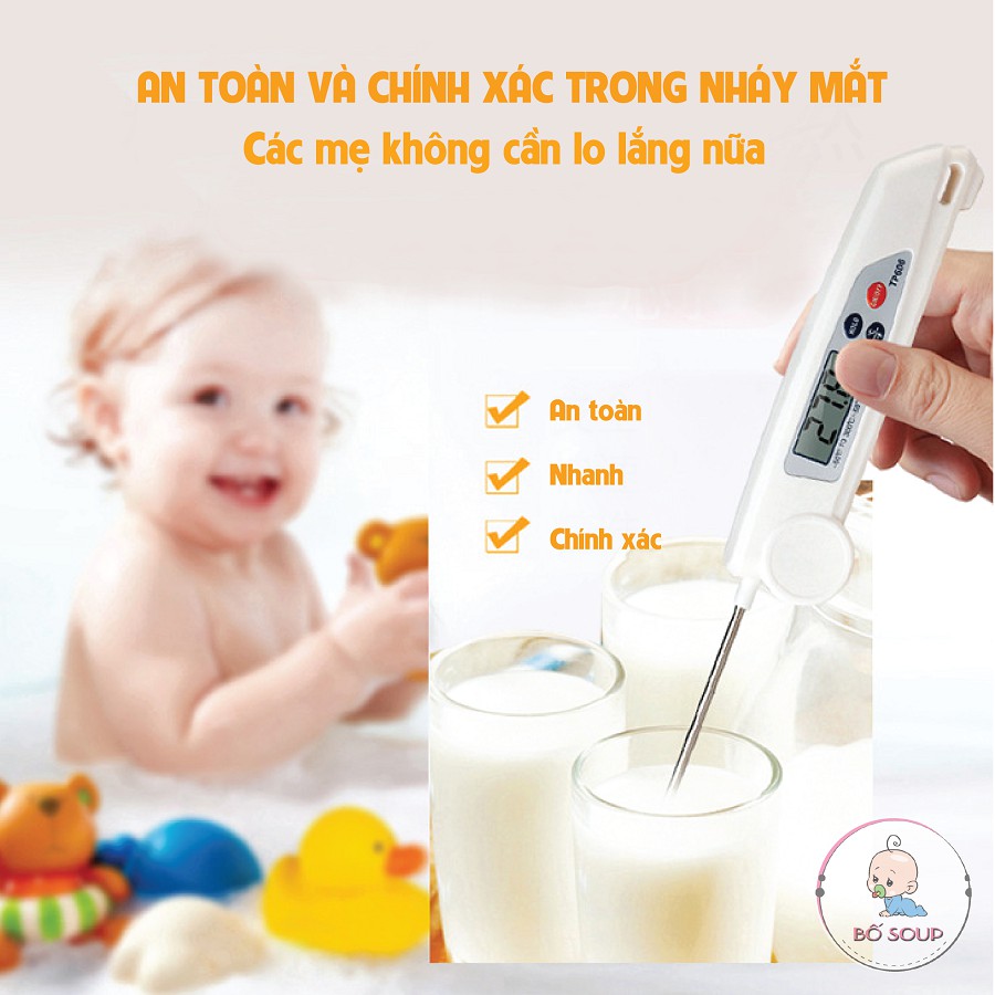 Nhiệt kế đo nước pha sữa cao cấp gấp gọn có hộp đựng Shop Bố Soup