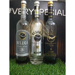 Vỏ chai rượu ngoại Beluga Xuất xứ Nga mới 99% (Chai rỗng)