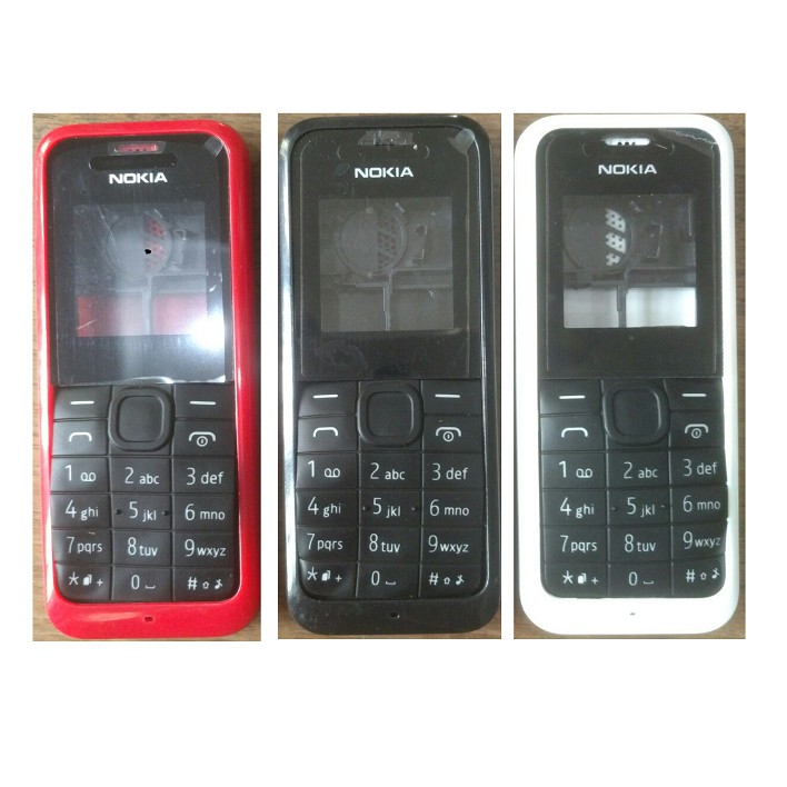 Vỏ Nokia 105 2015 2 sim đuôi sạc dẹp ( có sườn - có phím )