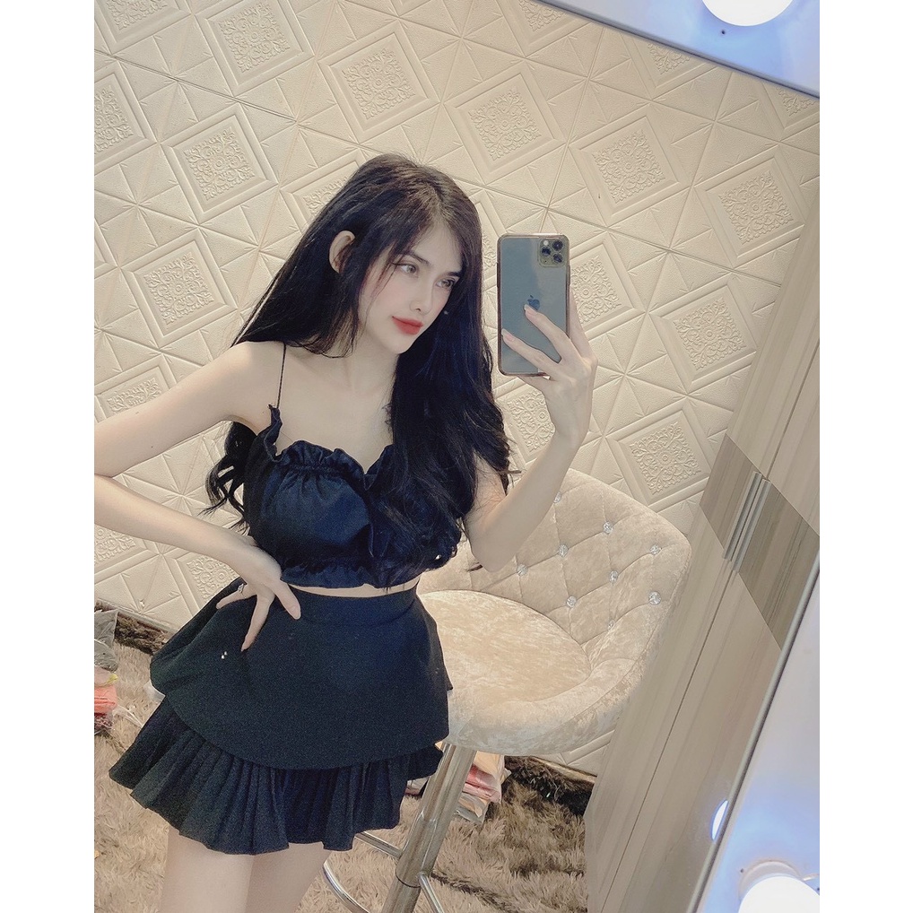 áo kiểu ống viền bèo đan dây bún lưng sexy