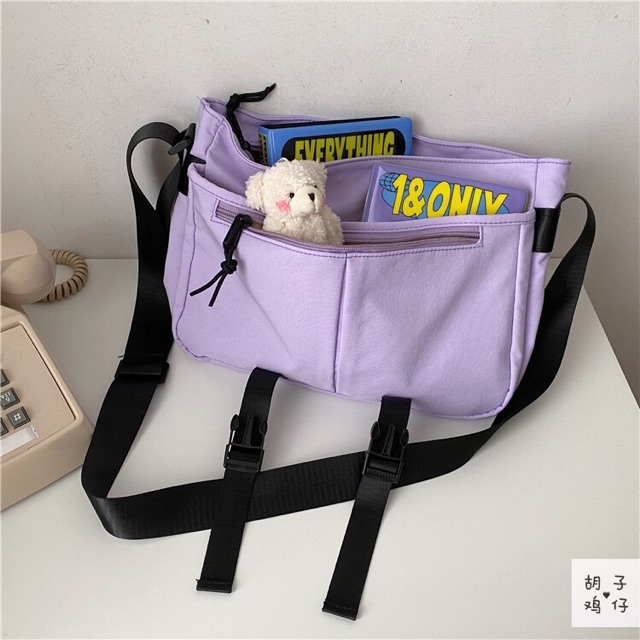 Túi đeo chéo 2 nịt ulzzang unisex cá tính (có sẵn)