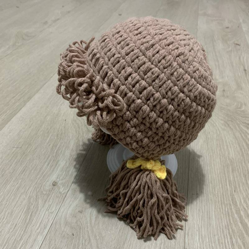 Mũ Len Đính Tóc Giả Kiểu Công Chúa Dễ Thương Cho Mẹ Và Bé